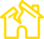Icône d'une maison endommagée (jaune)
